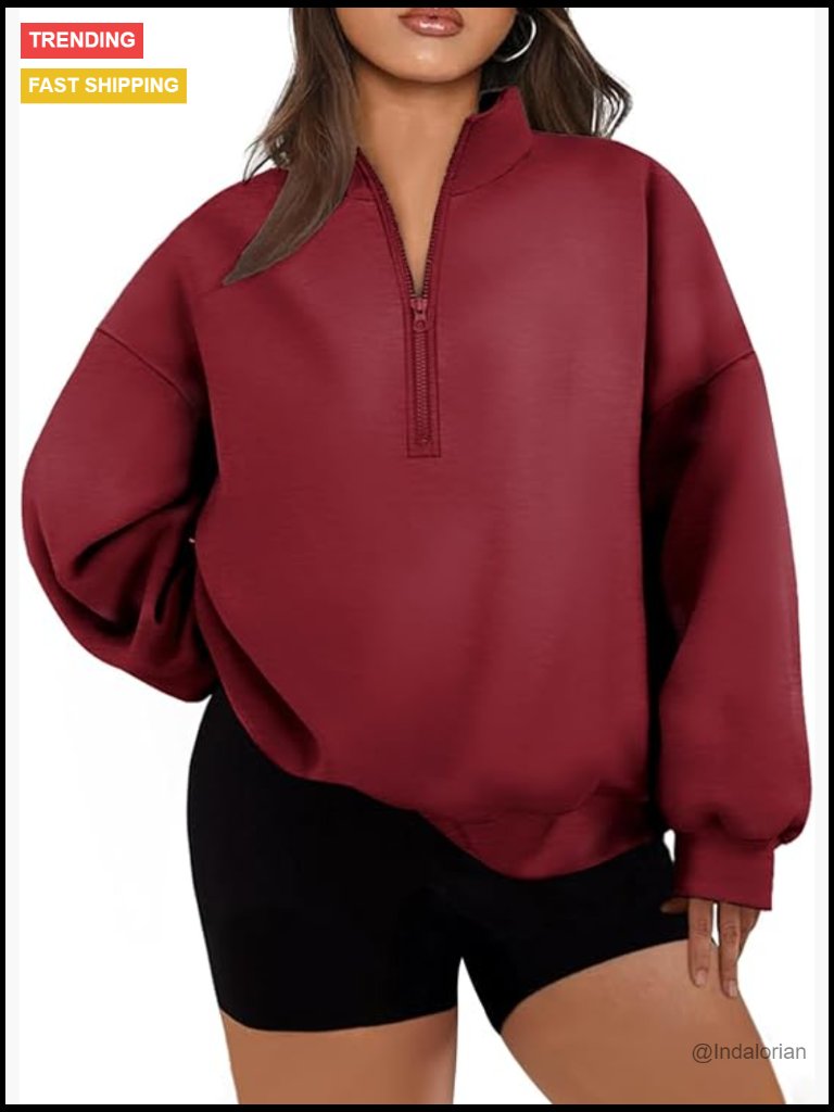 Plus Size Half Zip Pullover Hoodie Sweatshirt Women Oversized